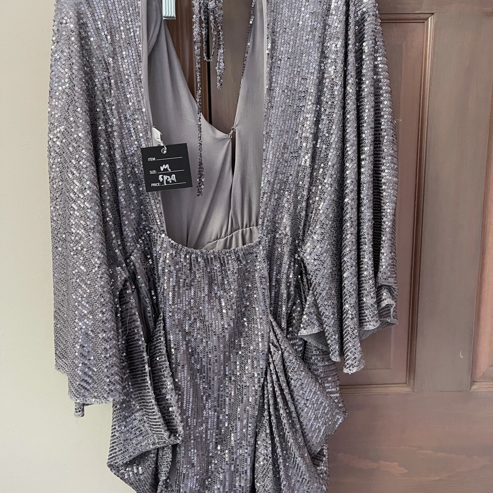 Silver sequence formal dress size medium brand new with tags